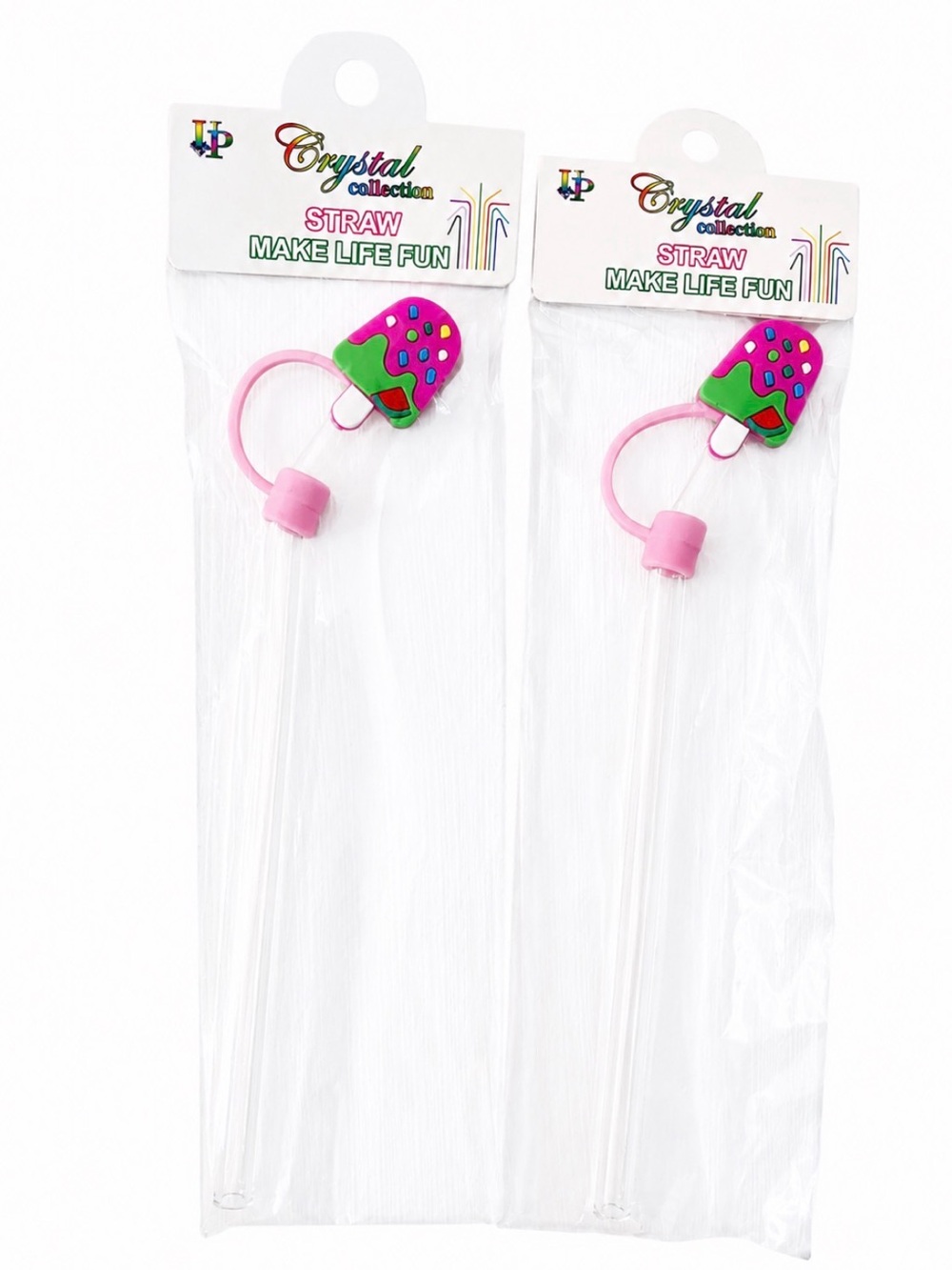 TWO KAWAII STYLE CUTE POPSICLE REUSABLE STRAWS